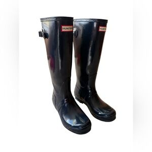 Hunter Original Tall Navy Blue Rain Outdoor Boots with Buckles Women’s Size 7